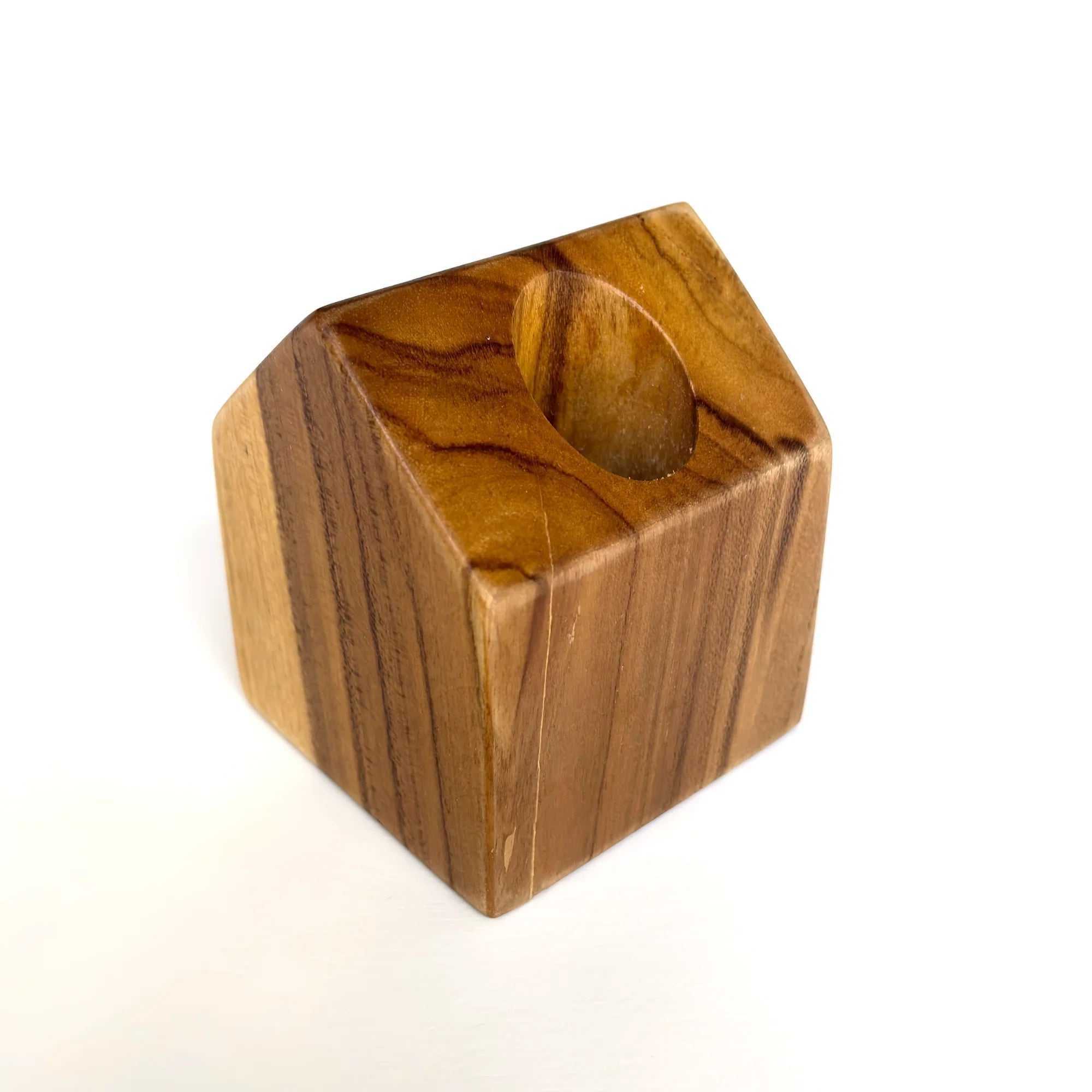Unique wooden test tube vase holder made from natural wood with a sleek design