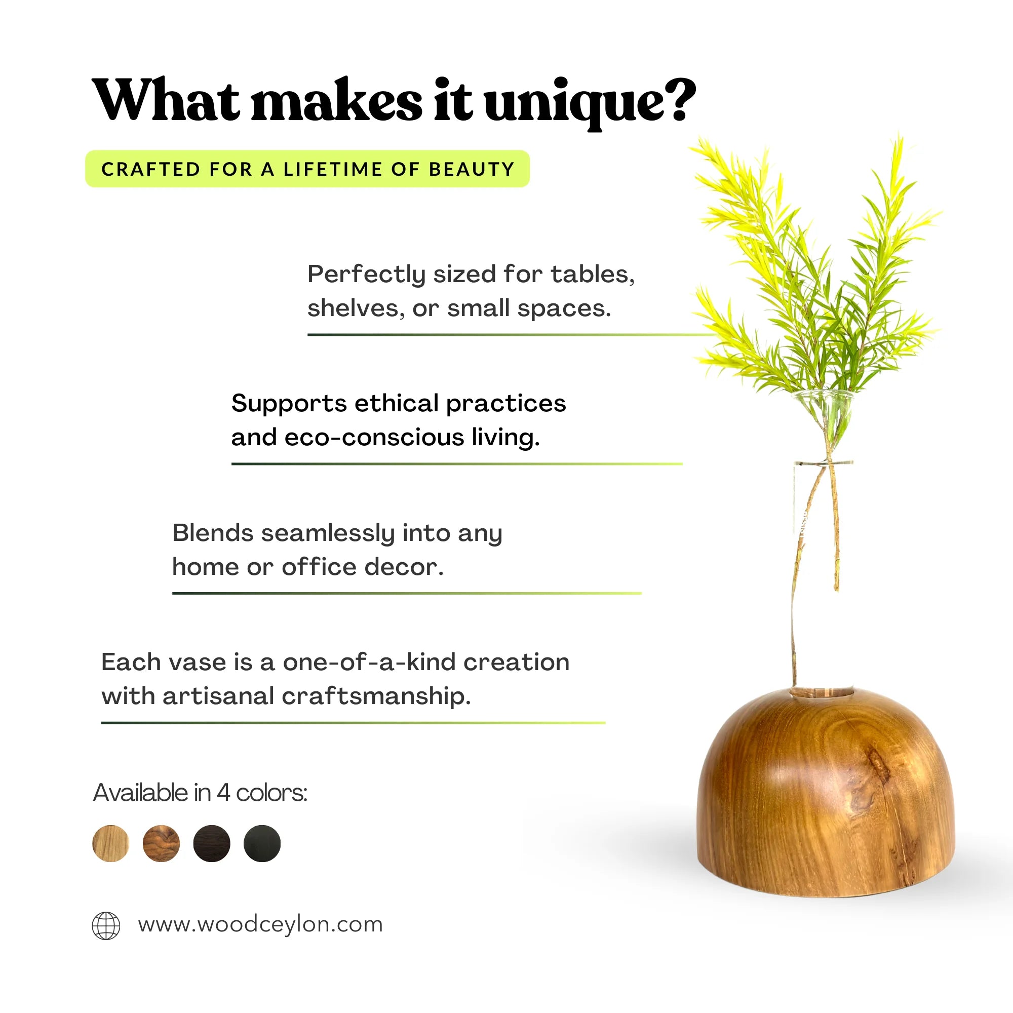 Unique wooden test tube vase designed for small spaces and eco-conscious living with handcrafted details