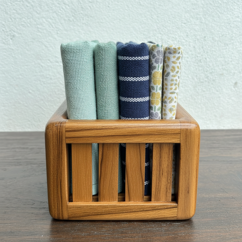 Teakwood Towel Box Storage - Handcrafted Serving Towel Holder